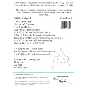 The Holey Mayole by Sewing Patterns by Mrs H: back cover