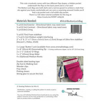 The Button Lock Bag from Sewing Patterns by Mrs H - back cover