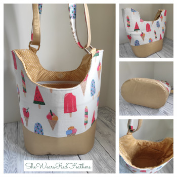 The Bucket Tote from Sewing Patterns by Mrs H, made by She Wears Red Feathers