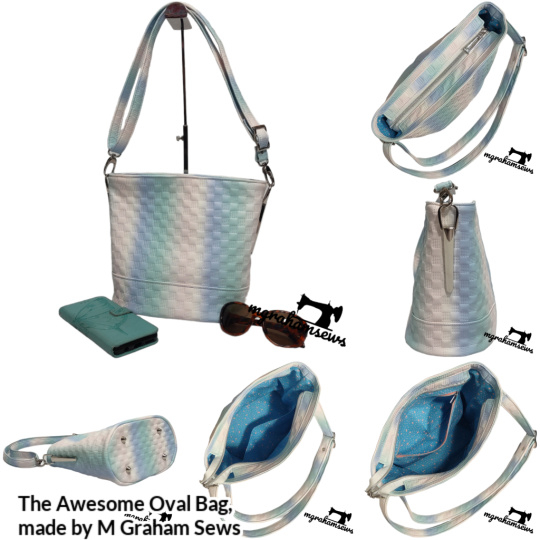 Collage of The Awesome Oval Bag from Sewing Patterns by Mrs H, made by MGraham Sews