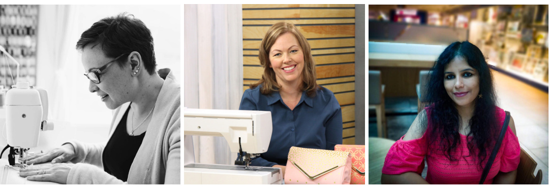 The Bag of the Month Club Autumn 2020 designers: Mrs H, Janelle from Emmaline Bags, and Namrata from Bagstock Designs