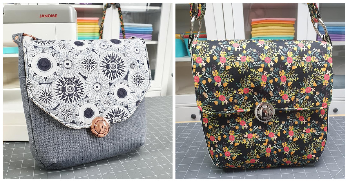 The Button Lock Bag by Sewing Patterns by Mrs H - flap options