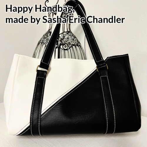 The Happy Handbag from Sewing Patterns by Mrs H made by Sasha Eric Chandler in black and white
