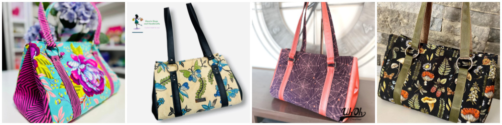 Four Happy Handbags, each made using different fabrics