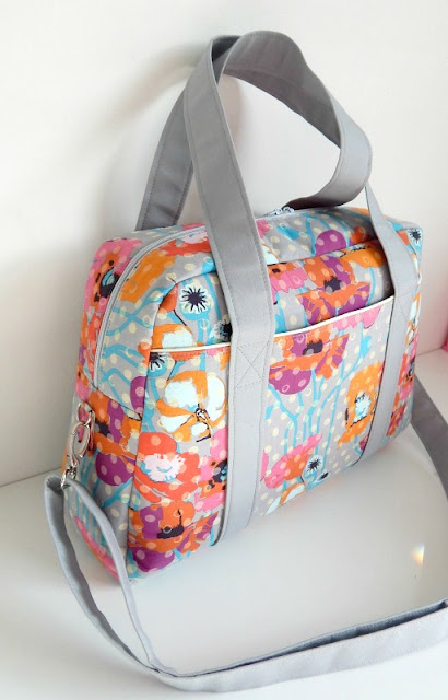 The Nappy Bag from Sewing Patterns by Mrs H made using Anna Maria Horner Raindrop poppies and Kona cotton